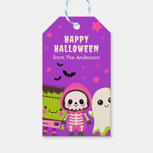 Spooky Cute Monster Mash Purple Happy Halloween Gift Tags