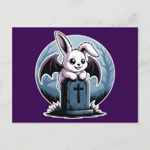 Spooky Cute Pastel Goth Vampire Bunny Halloween Holiday Postcard