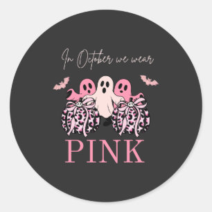 Spooky Cute Pink Ghosts – Breast Cancer Awareness  Classic Round Sticker