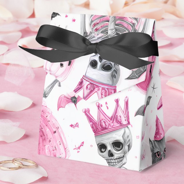 "Spooky Cute Pink Skeleton | Halloween Favour Box" Box (Wedding)
