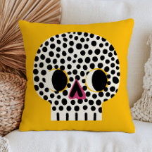 Spooky Cute Polka Dotted Skull Yellow Halloween