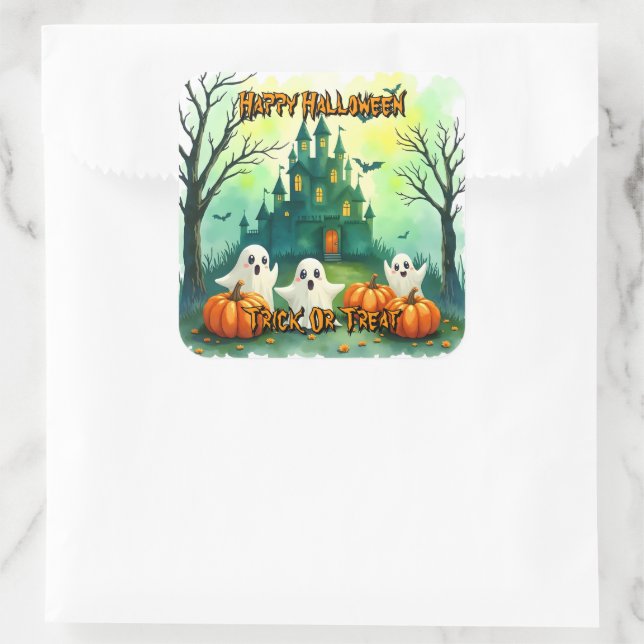 Spooky Cute Popular Halloween Collection Square Sticker (Bag)