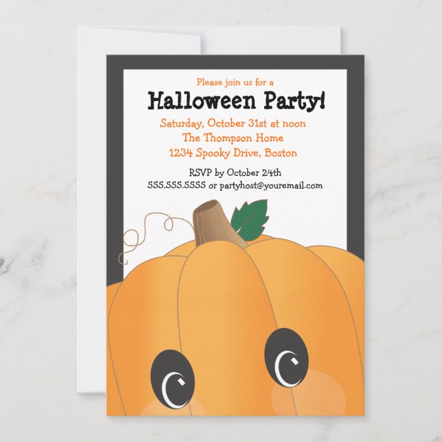 Spooky Cute Pumpkin Head Halloween Party Invitation (Front)