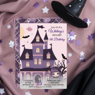 Spooky Cute Purple Birthday Gothic Girl Invitation