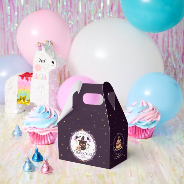 Spooky Cute Witch Black Cat Wizard 1st Birthday Favour Box (Party)