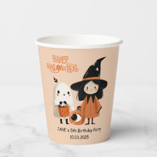 Spooky Cute Witch& Ghost Halloween Birthday Party Paper Cups