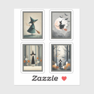Spooky Cute Witch Illustrations Halloween Stamps