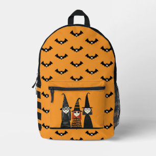 Spooky Cute Witches Burnt Orange& Black Halloween Printed Backpack