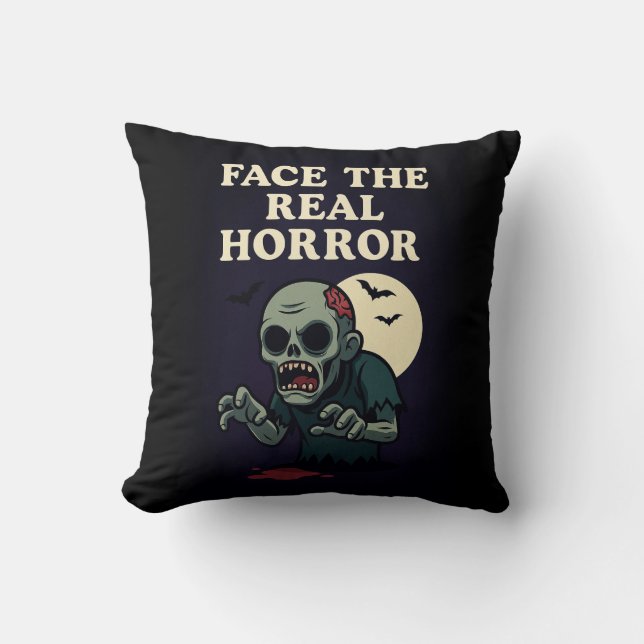  Spooky Cute Zombie Halloween Pillow – Fun & Creep (Front)