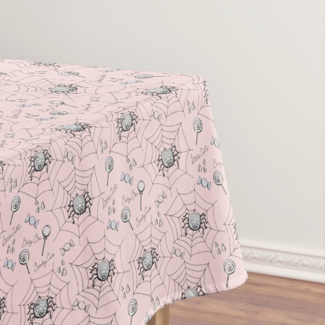 Spooky Cuties Baby Spider, Web & Candy Tablecloth (In Situ)