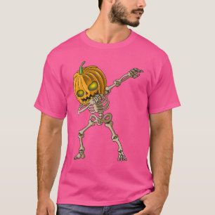 Spooky Dabbing Pumpkin Skeleton Halloween Party  T-Shirt