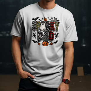 Spooky Dad Halloween Camo Plaid Mixed Patt T-Shirt