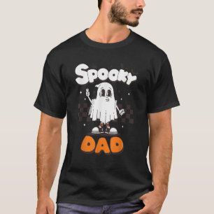 Spooky Dad Halloween Ghost Costume Retro Groovy Ha T-Shirt
