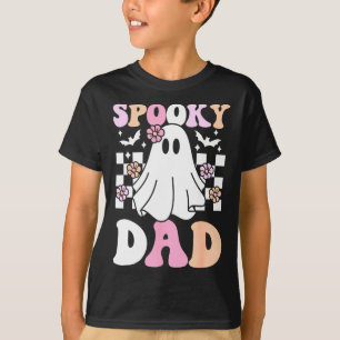 Spooky Dad Halloween Ghost Costume Retro Groovy  T-Shirt