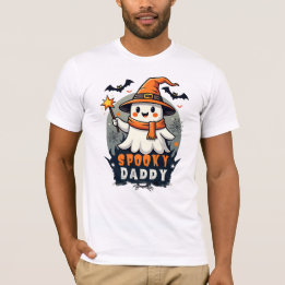 Spooky Daddy Halloween Ghost With Witch Hat  T-Shirt