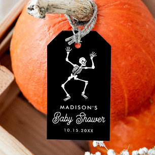 Spooky Dancing Skeleton Baby Shower Favor Gift Tags
