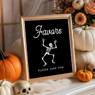 Spooky Dancing Skeleton Baby Shower Favours Sign
