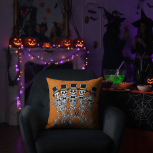 Spooky Dancing Skeleton Halloween Party Pillow