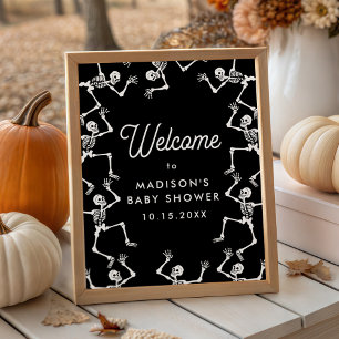 Spooky Dancing Skeletons Baby Shower Welcome Sign