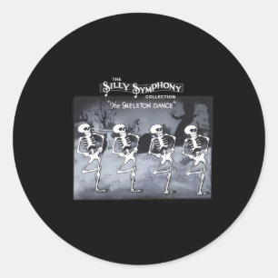 Spooky Dancing Skeletons Clic White Halloween  Classic Round Sticker