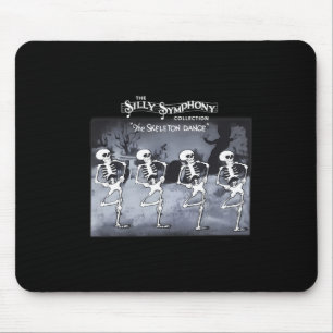 Spooky Dancing Skeletons Clic White Halloween Mouse Pad