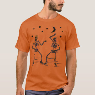 Spooky Dancing Skeletons Under The Moon And Starli T-Shirt