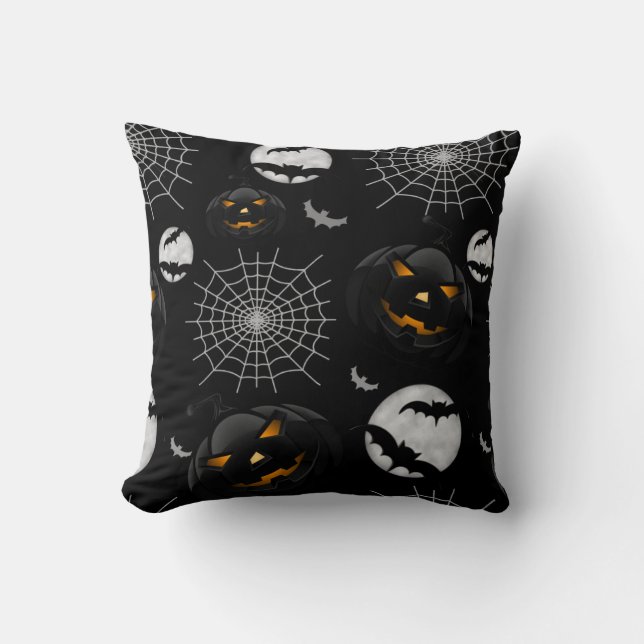 Spooky Dark Halloween Pattern Cushion (Front)