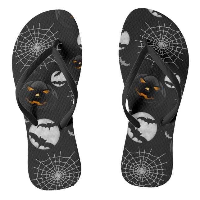 Spooky Dark Halloween Pattern Jandals (Footbed)