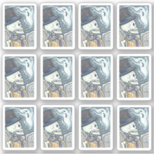 SPOOKY DEAD MAN SKULL SMOKING GHOST IN CEMETERY