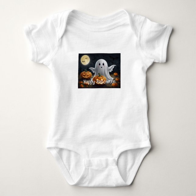 Spooky Delight: Ghostly Halloween Fun Baby Bodysuit (Front)