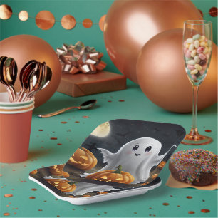 Spooky Delight: Ghostly Halloween Fun Paper Plate