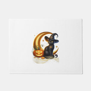 Spooky Delight_ Halloween Black Cat Pumpkin Witch Doormat