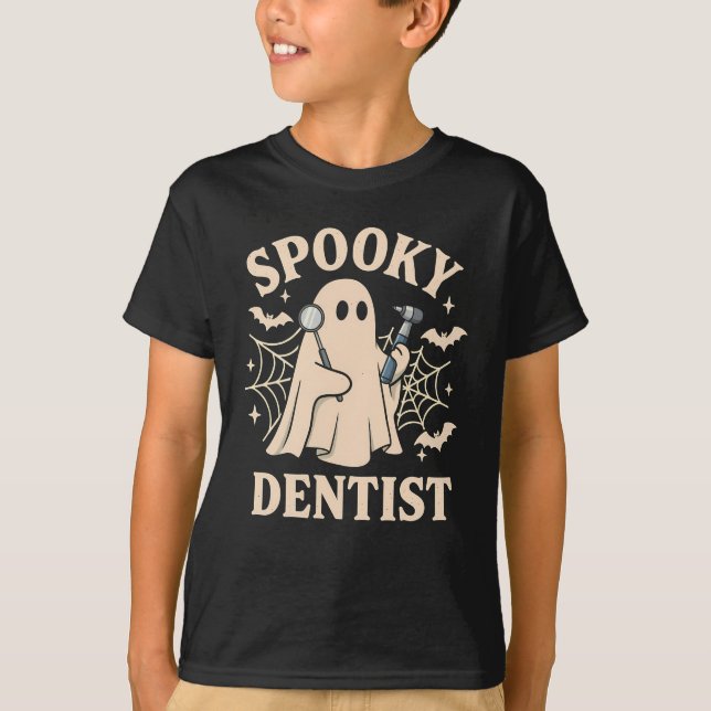 Spooky Dentist Costume Halloween Ghost Dental  T-Shirt (Front)