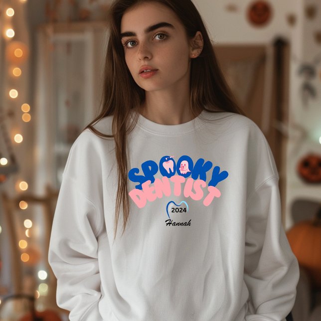 Spooky Dentist Personalised Name Halloween Gift Sweatshirt (Creator Uploaded)