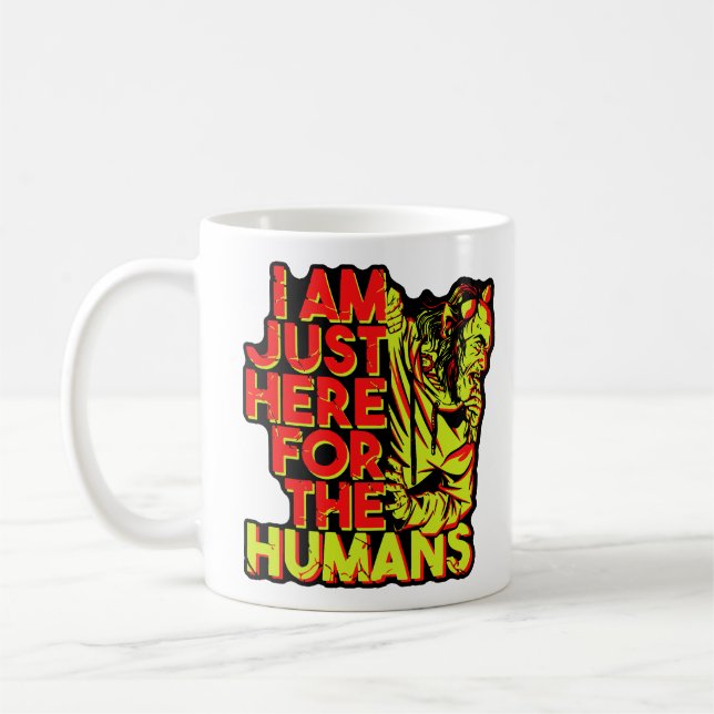 Spooky Devil Halloween Here for the Humans Coffee Mug (Left)