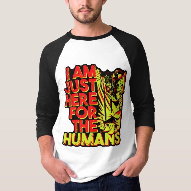 Spooky Devil Halloween Here for the Humans T-Shirt (Front)