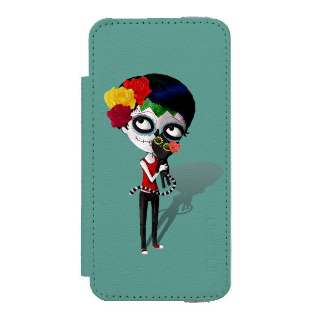 Spooky Dia de Los Muertos Girl Incipio iPhone Wallet Case (Folio Front)