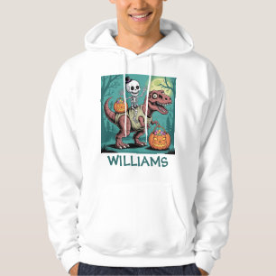 Spooky Dino Rider – Skeleton on Mummy T-Rex  Hoodie