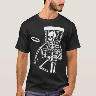Spooky Disc Golfing Skeleton Halloween Disc Golf T-Shirt