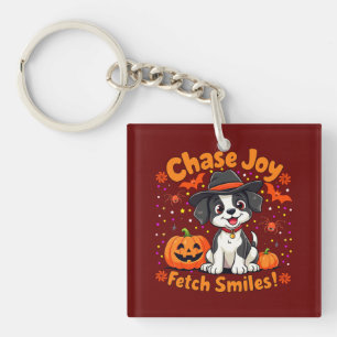 Spooky Dog Art: Fetch Halloween Joy & Smiles! Key Ring
