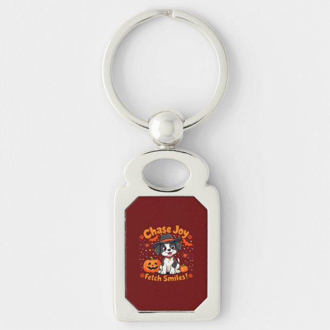 Spooky Dog Art: Fetch Halloween Joy & Smiles! Key Ring (Front)