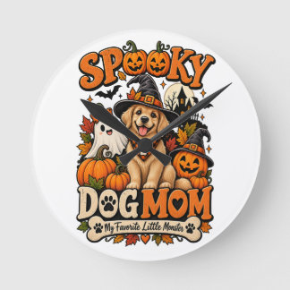 Spooky Dog Mum Halloween Cute Skeleton Dog Lover Round Clock