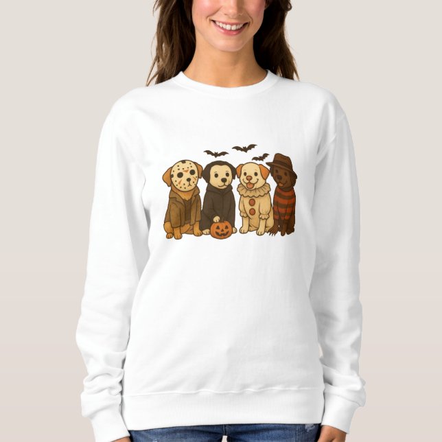 Spooky Dogs Squad – Cute Halloween Puppy Design Sweatshirt (Front)