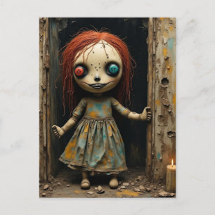 Spooky Doll With Button Eyeballs Postcard
