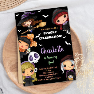 Spooky Dolls Halloween Birthday Invitations