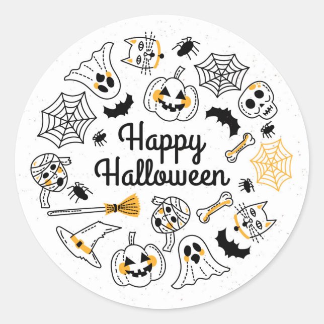 Spooky Doodle Halloween Sticker (Front)