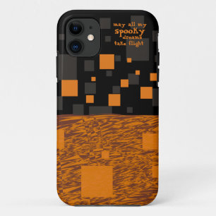 Spooky Dreams Halloween Orange Black Squares Grey Case-Mate iPhone Case