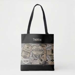 Spooky Drinks Labels Halloween, Witch Wizard Tote Bag