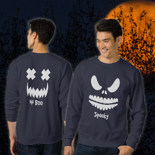 Spooky Dual White Face Front and Back Halloween Sweatshirt