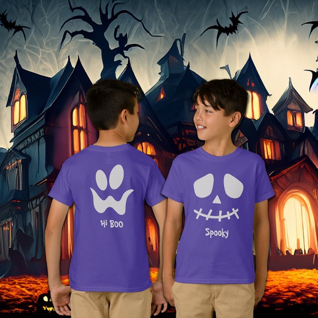 Spooky Dual White Face Front and Back Halloween T-Shirt (Creator Uploaded)